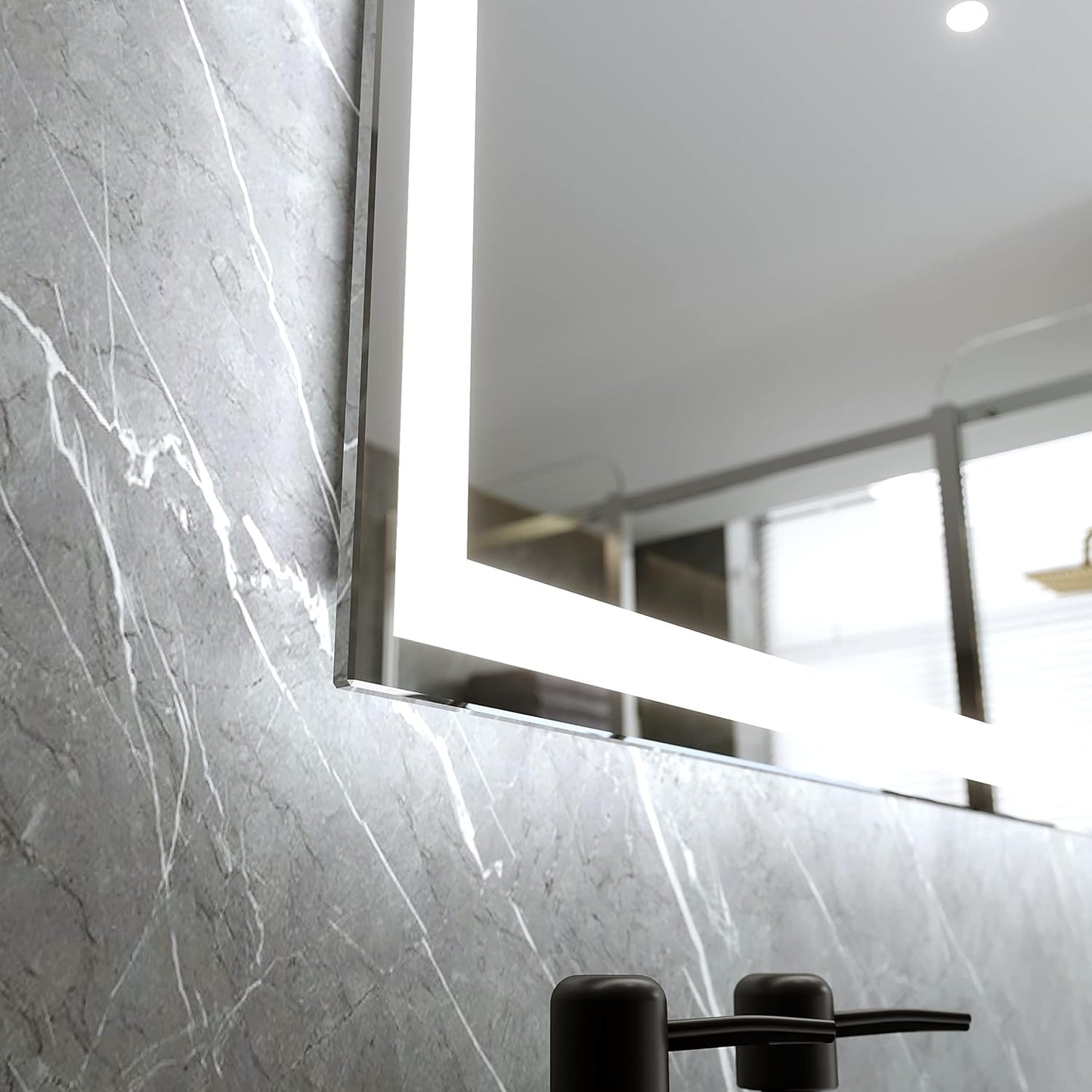 36 X 28 Inch LED Lighted Bathroom Mirror, Same Quality as Supermarket, Adjustable Warm/Natural/White Lights, Dimmable Anti-Fog Backlit Wall Mounted Vanity Mirror, Horizontal & Vertical