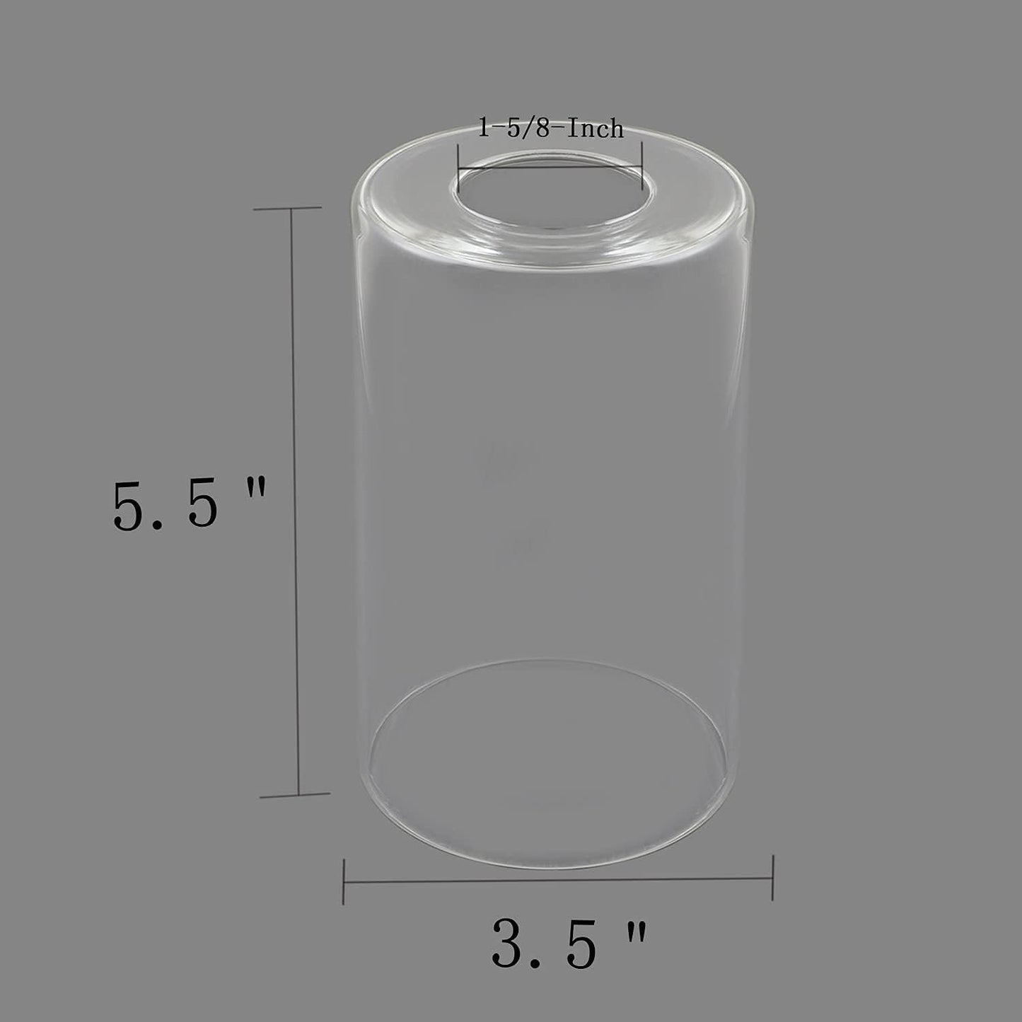 2 Pack Clear Glass Lamp Shade, Light Fixture Glass Globe Cover Replacement for Chandelier Pendant Light Wall Sconce, 1 5/8 Inch Fitter