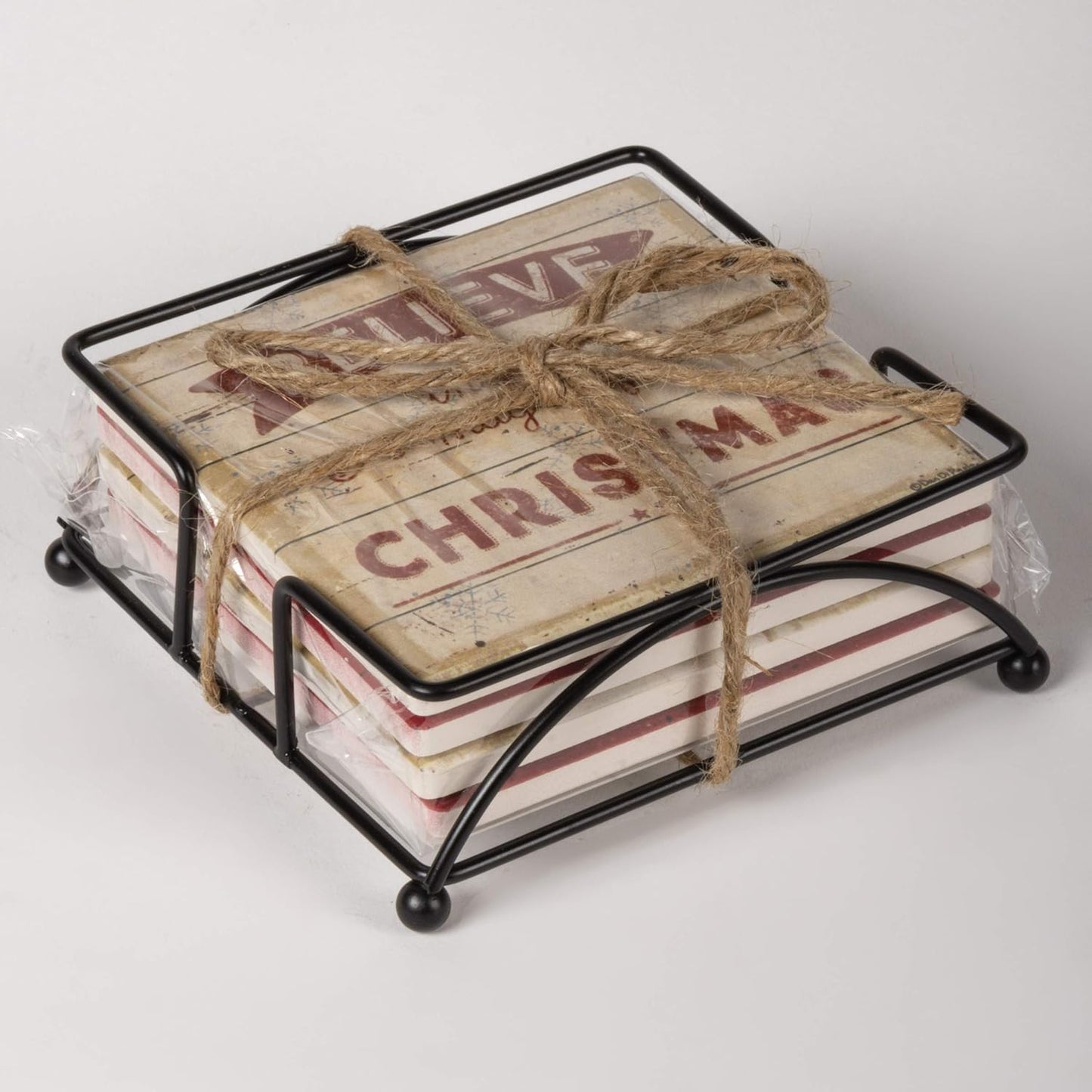 35940 Absorbent Stone Coaster Set, Believe