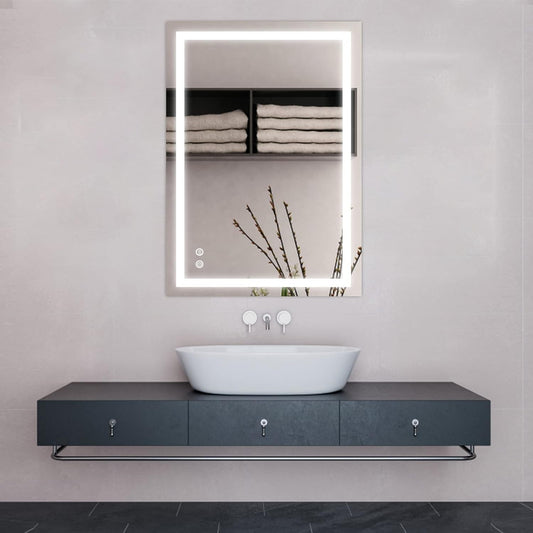 19.7"X 27.6" Anti-Fog Rectangle Bathroom LED Vanity Mirrors with 3 Color Setting, Defogger & Dimmer Touch Switch Control, Wall-Mounted Vanity Mirrors Makeup Mirror