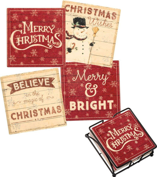 35940 Absorbent Stone Coaster Set, Believe